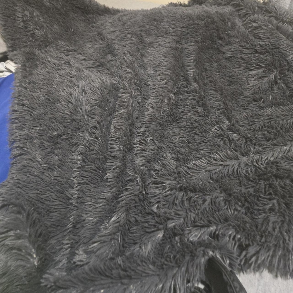Martha Stewart Plush Faux Fur Accent Pillow Cover in Charcoal Gray